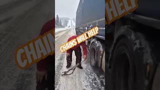 Uphill on ice only with chains 🙂 trucking lkw camion driver job iceroad xetai дальнобой [upl. by Luna]