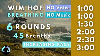 WIM HOF Guided Breathing  45 Breaths 6 Rounds Increasing Pace  To 300min No Voice No Music [upl. by Cown]