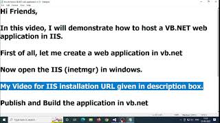 Host or Publish a VBNET  ASPNET web application in IIS  2022  learn easy [upl. by Modla598]