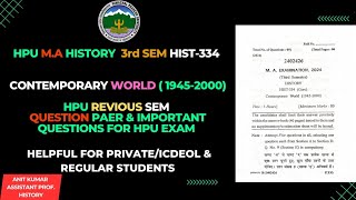 Contemporary World 19452000 Hist334 Most important Topicamp Previous Question Paper for HPU Exam [upl. by Elacim]