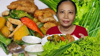 Pinakbet Gulay Pritong Liempo Baboy Mukbang  Filipino Food Mukbang Philippines [upl. by Akinit]