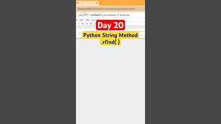 Python String Function rfindPythonprogramming [upl. by Oad]