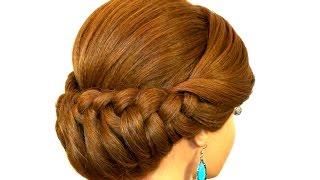 Braided Updo Hairstyle for Medium Long Hair Tutorial [upl. by Adnuahsal674]