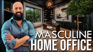 Creating a Masculine Home Office Design for Men  Dark and Bold [upl. by Marleah]