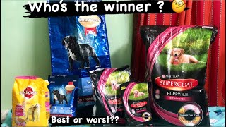 Purina supercoat puppy vs smart heart power pack puppy vs pedigree  puppy and dog food review [upl. by Vivia]