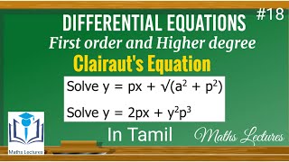 Clairauts Equation  18  First order and Higher degree  Differential Equations  In Tamil [upl. by Liederman]