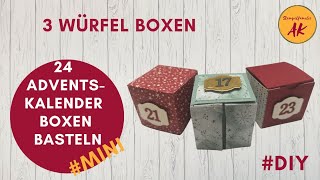 3 Ideen Würfel Schachteln basteln mit Stampin Up  24 Mini Adventskalender Boxen  Anleitungen [upl. by Nalloh542]