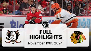 NHL Highlights  Ducks vs Blackhawks  November 19 2024 [upl. by Sucram]