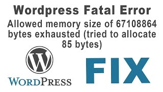 How to fix wordpress Fatal Error Allowed memory size of 67108864 Bytes exhaustedQuick Fix [upl. by Suolekcin]