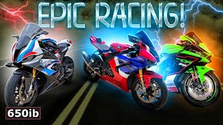 NEW CBR 1000RRR SP amp ZX10R TRIED TO BEAT MY BMW M 1000 RR [upl. by Sprage839]