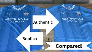 Manchester City 202324 Home Shirt Comparison Review Replica V Authentic Kit Premier League Jersey [upl. by Morentz]