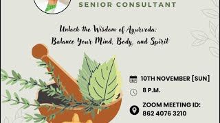 Ayurveda Masterclass with Dr Sharika Menon [upl. by Einahteb]