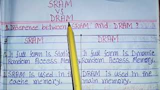 Difference between SRAM and DRAM in hindiSRAM vs DRAMrammemoryprimary memoryDRAM vs SRAM [upl. by Eluk394]