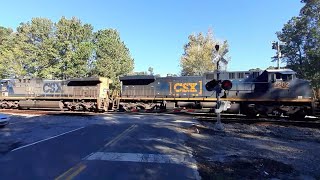 CSXT 7202 leads W089 Herzog ballast train on the CSX ALine [upl. by Anaiuq730]