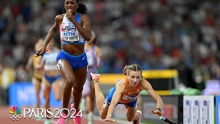 Team USA claims WORLD RECORD via SHOCKING 4x400 mixed relay finish at Worlds  NBC Sports [upl. by Wall]