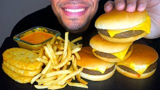 ASMR MCDONALDS CHEESEBURGERS HASH BROWNS FRIES CHEESE SAUCE MUKBANG NO TALKING JERRY [upl. by Ursula54]