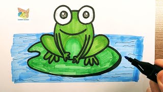 comment dessiner une grenouille sur un nénuphar [upl. by Ahtiuqal]