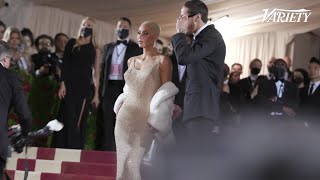 Kim Kardashian Wears Marilyn Monroe Dress At Met Gala 2022 [upl. by Mathilde]