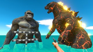 FPS Avatar Rescues King Kong and Fights Volcano Godzilla 2014  Animal Revolt Battle Simulator [upl. by Bekaj]