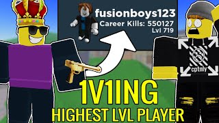 I 1V1D FUSIONBOYS HIGHEST LEVEL PLAYER LVL 700  ROBLOX ARSENAL [upl. by Beall849]