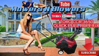 TORO RTEK CCR 3650 65HP SNOW BLOWER SNOWBLOWER THROWER RECOIL STARTER PULL ROPE QUICK REPAIR FIX [upl. by Ynneb]