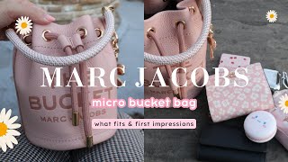 MARC JACOBS LEATHER BUCKET BAG ROSE ♡ what fits first impressions [upl. by Ten11]