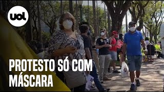 Manifestação contra Bolsonaro em Belo Horizonte tem uso e distribuição de máscaras [upl. by Akimert]