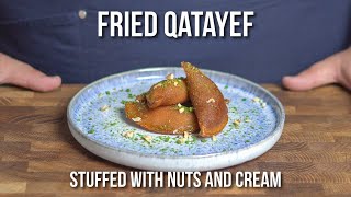 How to make Qatayef  Stuffed and fried Middle Eastern pancakes [upl. by Anilrats]