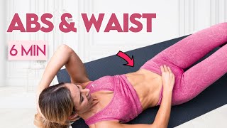 TIGHT ABS amp WAIST  6 min Reformer Style Pilates No Equipment [upl. by Margaret]