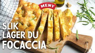 Slik baker du Focaccia [upl. by Yhtommit]