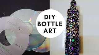 DIY Glass Bottle Craft  How To Cut DVD  Craft for Beginners  Home Decor Ideas [upl. by Gwenora]