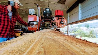 FAST AND SIMPLE SAWING HEMLOCK ON THE WOODMIZER SAWMILL [upl. by Oirasor]