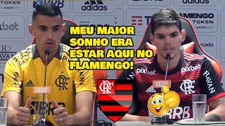 COLETIVA DE APRESENTAÇÃO DE AYRTON LUCAS E DO GOLEIRO SANTOS NO FLAMENGO [upl. by Adlei]