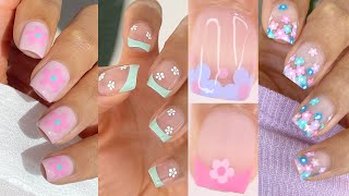 EASY FLOWER NAILS TUTORIAL  how to do flower nails beginner friendly nails at home spring nails [upl. by Zerat]