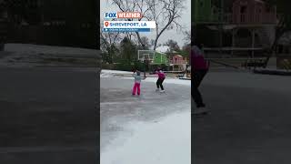 Shreveport LA Backyard Turns Into Ice Skating Rink foxweather weather louisiana [upl. by Aneeuq]