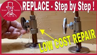 How to Replace a Water Shut Off Valve Under Sink  Water Leaking from Supply Valve [upl. by Enoed]