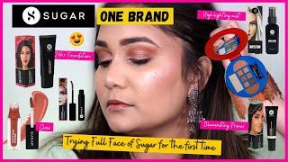 Full Face of SUGAR Cosmetics  SUGAR Cosmetics One Brand Makeup Tutorial  ReviewFirst Impression [upl. by Nirahs900]