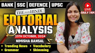 Editorial Analysis  25th October 2024  Vocab Grammar Reading Skimming  Nimisha Bansal [upl. by Ahsilat]