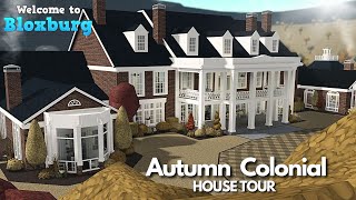 BLOXBURG BIG COLONIAL AUTUMN MANSION W GUEST HOUSE CINEMA  ROBLOX HOUSE BUILD TOUR [upl. by Solraced]