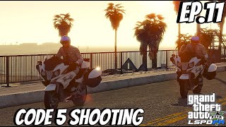 GTA 5 LSPDFR  CHP Motorbike Patrol  EP 11  Code 5 Shooting [upl. by Ailadgim]