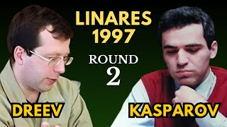 Alexey Dreev vs Garry Kasparov  Linares 1997  Round 2 [upl. by Fondea]