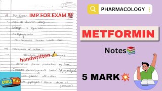 METFORMIN NOTES📚 Pharmacology  Physiotherapy 2nd Yr💥 [upl. by Eciruam]