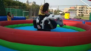 Bull Ride  Mechanical Bull Riding Inflatable  India Adventures [upl. by Lodovico655]