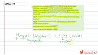 Assertion  The method of development of embryo sac from a single functional megaspore is termed [upl. by Ewell425]