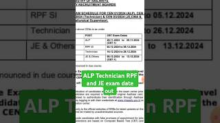 ALP Technician RPF and JE exam date confirmedALP Technician 2024 Exam date out [upl. by Leonardi]