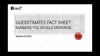 Guesstimate factsheet  What numbers to remember for solving guesstimates [upl. by Michigan546]