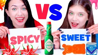 ASMR Spicy VS Sweet Food Challenge By LiLiBu [upl. by Nnairet]