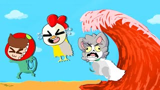 ¡Los ANIMALES TRAMPOSOS ESCAPAN del TSUNAMI de LAVA 😱🔥 LOS COMPAS en ULTIMATE CHICKEN HORSE 1 [upl. by Sokem]