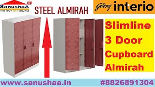 Godrej Interio Slimline 3Door Almirah With Locker  Godrej Cupboard Design  Godrej Steel Wardrobe [upl. by Odlauso622]