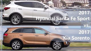 2017 Hyundai Santa Fe Sport vs 2017 Kia Sorento technical comparison [upl. by Etnoid]